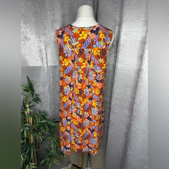 Garnet Hill Multicolored Floral Print Livvy Crêpe Dress Sleeveless Sz L - Picture 8 of 12